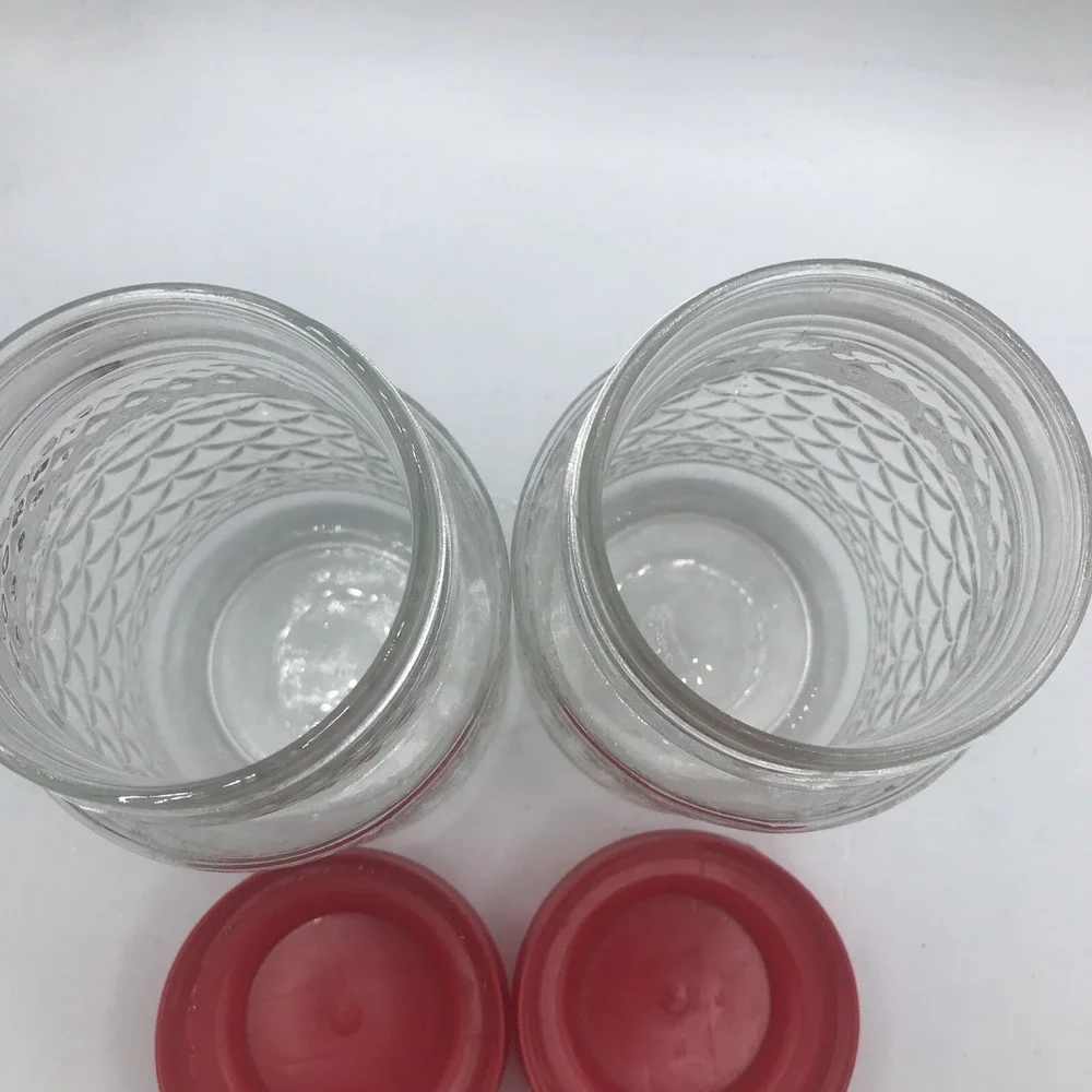 ANCHOR HOCKING GLASS JARS‎ WEXFORD DIAMOND PATTERN RED PLASTIC LID ONE  1 JAR